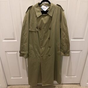 Vintage London Fog Maincoat Trench Coat Tan Men's 44 Long Double Breasted Lined